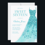 Sparkle Türkis Dress Sweet 16 Party Einladung<br><div class="desc">Sparkle Türkiskleid Sweet 16 Party Einladungen Variationen zu den Einladungen und passenden Artikeln in unserem Shop</div>
