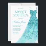Sparkle Türkis Dress Sweet 16 Party Einladung<br><div class="desc">Sparkle Türkiskleid Sweet 16 Party Einladungen Variationen zu den Einladungen und passenden Artikeln in unserem Shop</div>