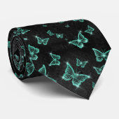 Sparkle Turquoise Glam Butterflies Krawatte (Gerollt)