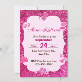Sparkle und Glamour Girly Glitzer Geburtstag Einladung