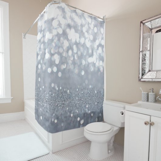 Sparkle und glänzend silberner Glitzer abstrakt Duschvorhang (Beispiel)