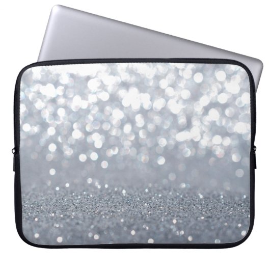 Sparkle und glänzend silberner Glitzer abstrakt Laptopschutzhülle (Vorderseite)