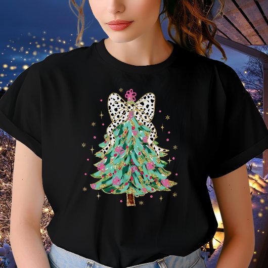 Sparkle und Shine Coquette Glitzer Weihnachtsbaum T-Shirt