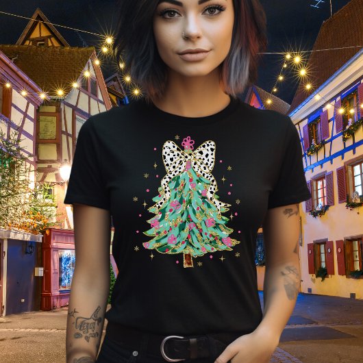 Sparkle und Shine Coquette Glitzer Weihnachtsbaum T-Shirt