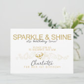 Sparkle und Shine Gem Birthday Einladung (Stehend Vorderseite)