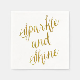 Sparkle und Shine Quote Imitate Goldene Fossilien  Serviette