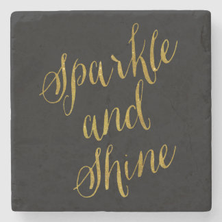 Sparkle und Shine Quote Imitate Goldene Fossilien Steinuntersetzer