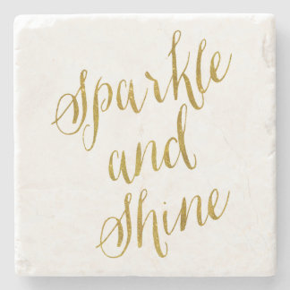 Sparkle und Shine Quote Imitate Goldene Fossilien Steinuntersetzer