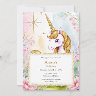 Sparkle und Shine Unicorn Geburtstagsmädchen Einladung