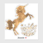 Sparkle und Shine Unicorn - Gold Kupfer Aufkleber (Blatt)