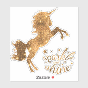 Sparkle und Shine Unicorn - Gold Kupfer Aufkleber