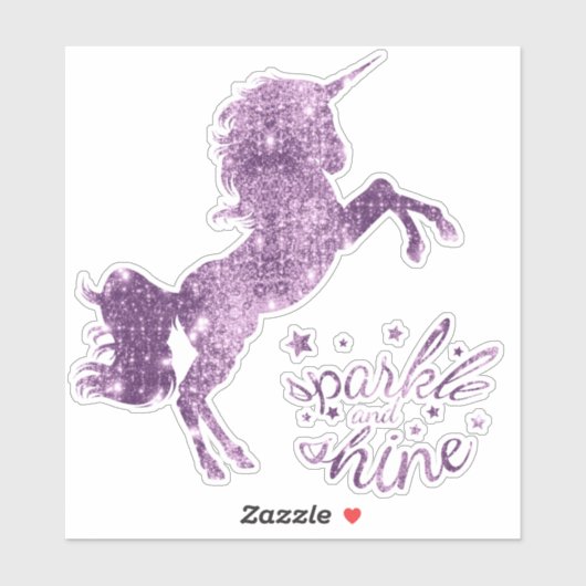Sparkle und Shine Unicorn - Lila Aufkleber (Blatt)