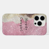 Sparkle Western Rosa Creme Gold Cowgirl Cowhide Case-Mate iPhone Hülle (Rückseite (Horizontal))