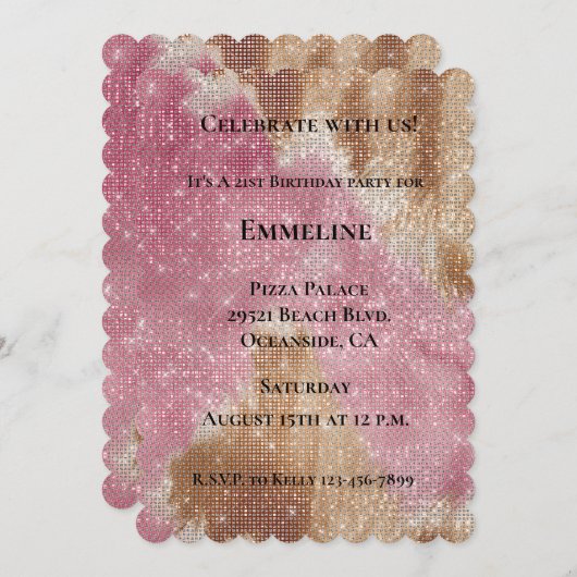 Sparkle Western Rosa Creme Gold Cowgirl Cowhide Einladung (Vorne/Hinten)