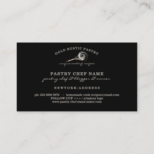 Sparkle Whisk Glitzer Gold Bäckerei Glitz Visitenkarte (Rückseite)