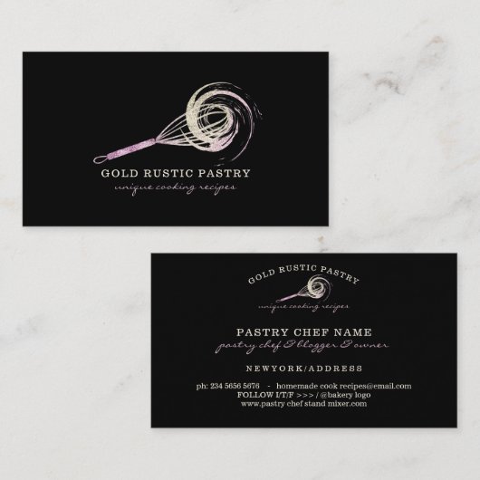 Sparkle Whisk Glitzer Rose Goldene Bäckerei Utensi Visitenkarte (Vorne/Hinten)