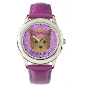 Sparkle Yorkie Yorkshire Terrier Welpe Hund Glitze Armbanduhr