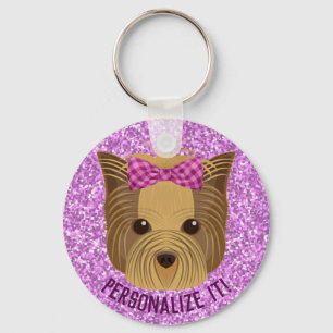 Sparkle Yorkie Yorkshire Terrier Welpe Hund Glitze Schlüsselanhänger