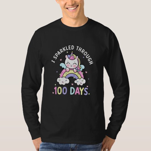 Sparkled Through 100 Days Girls Unicorn 100th Day T-Shirt (Vorderseite)