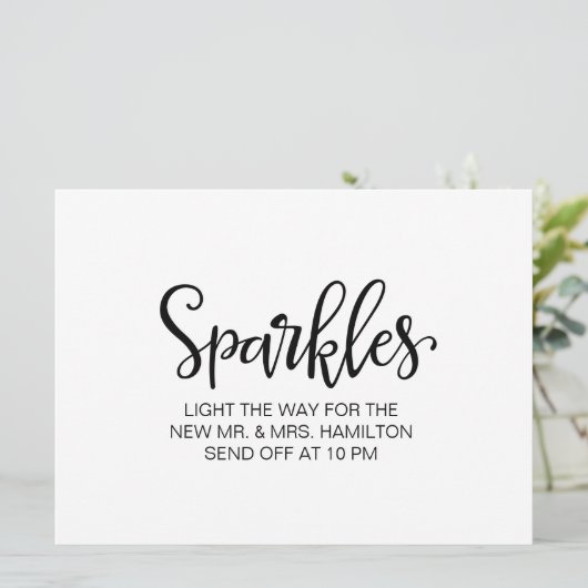 Sparkler-Absenderzeichen | Einfache Kalligrafie Einladung (Stehend Vorderseite)