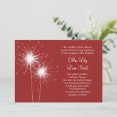 Sparkler bei Red Wedding Einladung (Stehend Vorderseite)
