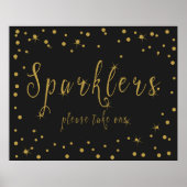 Sparkler bitte ein Zeichen in Gold und Schwarz neh Poster (Vorne)