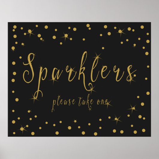 Sparkler bitte ein Zeichen in Gold und Schwarz neh Poster (Vorne)