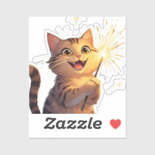 Sparkler Cat - 4. Juli Aufkleber