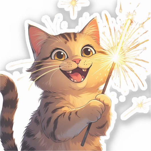 Sparkler Cat - 4. Juli Aufkleber (Vorderseite)