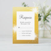 Sparkler Gold Wedding RSVP Karte (Stehend Vorderseite)