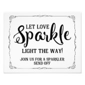 Sparkler-Hochzeitszeichen schwarz-weiß Fotodruck (Vorne)