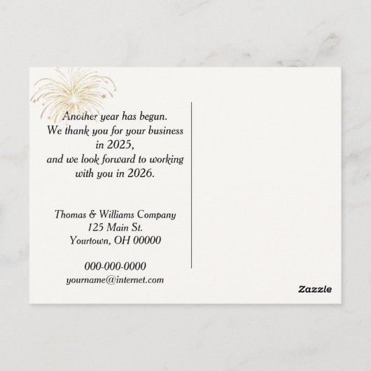 Sparkler im Geschäftsjahr 2026 Postkarte (Rückseite)