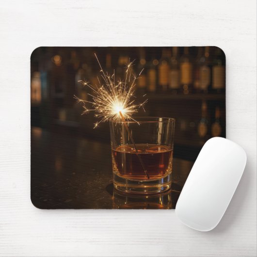 Sparkler In a Glass Of Whiskey Mousepad (Mit Mouse)