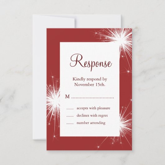Sparkler in Red Wedding RSVP (Vorderseite)