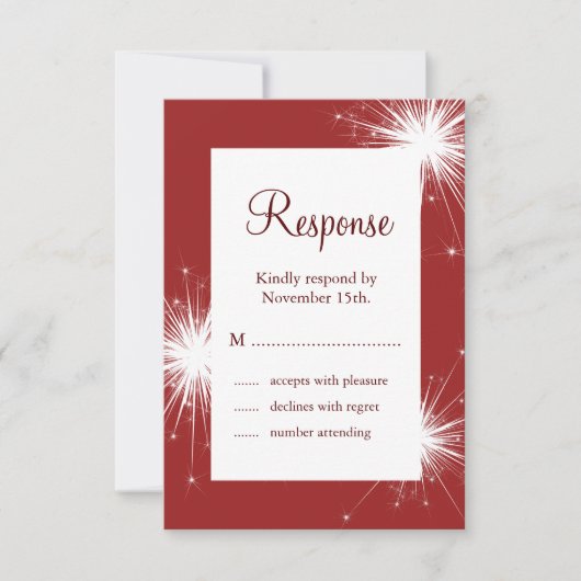 Sparkler in Red Wedding RSVP Karte (Vorderseite)