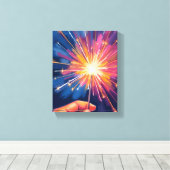 Sparkler New Year Celebration Watercolor Leinwanddruck (Insitu (Holzboden))