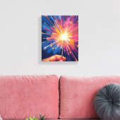 Sparkler New Year Celebration Watercolor Leinwanddruck (Insitu (Wohnzimmer))