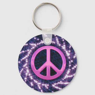 Sparkler Pink Peace Sign Schlüsselanhänger