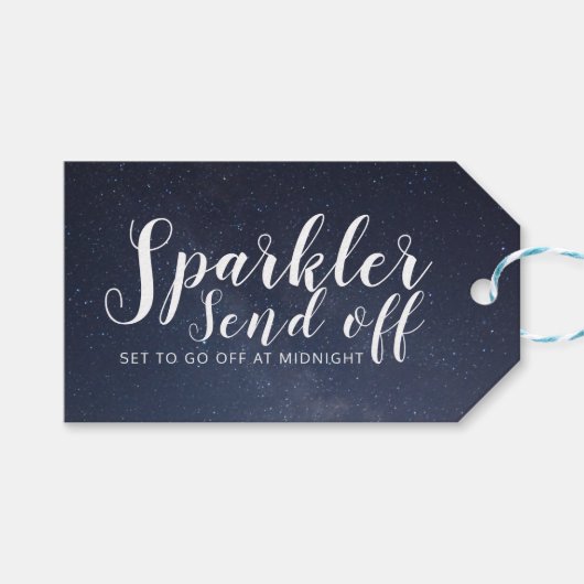 Sparkler Send Off Tags Geschenkanhänger (Vorderseite (Horizontal))