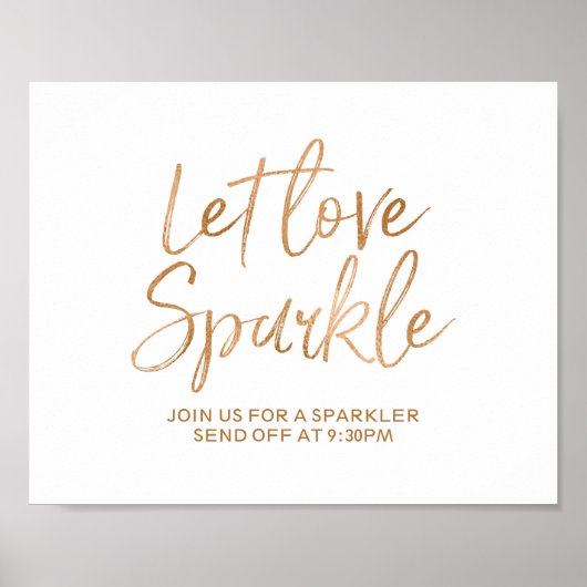 Sparkler senden 8x10 Rose Gold Wedding Sign ab Poster (Vorne)
