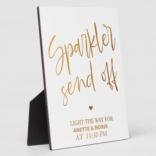 Sparkler senden das Zeichen Gold Tabletop Plaque a Fotoplatte (Seite)
