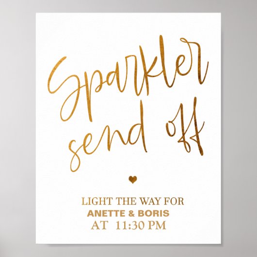 Sparkler sendet Hochzeitszeichen 8x10 Poster (Vorne)