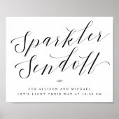 Sparkler Sendoff Elegantes Zeichen für Hochzeiten Poster (Vorne)
