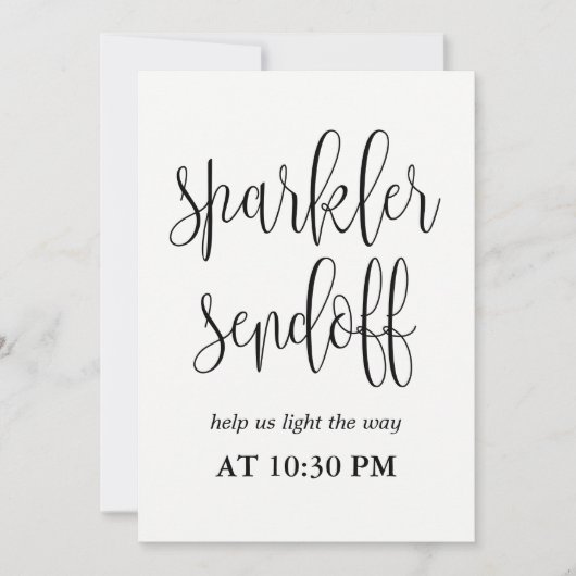 Sparkler Sendoff Sign - Schöne Kalligrafie Einladung (Vorderseite)