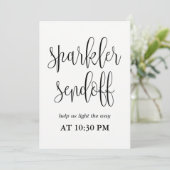 Sparkler Sendoff Sign - Schöne Kalligrafie Einladung (Stehend Vorderseite)