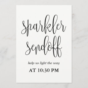 Sparkler Sendoff Sign - Schöne Kalligrafie Einladung