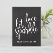 Sparkler-Sign-Off für preiswerte Chalkboard-Zeiche Einladung (Stehend Vorderseite)