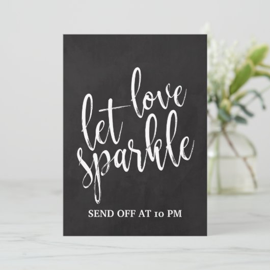 Sparkler-Sign-Off für preiswerte Chalkboard-Zeiche Einladung (Stehend Vorderseite)