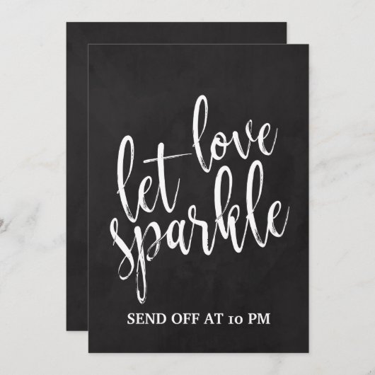 Sparkler-Sign-Off für preiswerte Chalkboard-Zeiche Einladung (Vorne/Hinten)