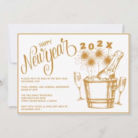 Sparkler- und Champagner-Neujahrs-Party (jedes Jah Einladung (Vorderseite)